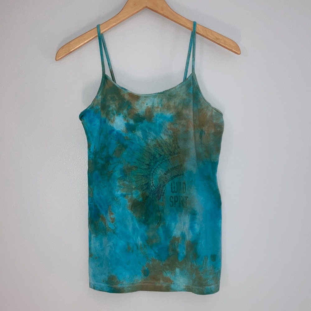 Wild Spirit Green & Blue Tie Dye Tank Size Medium